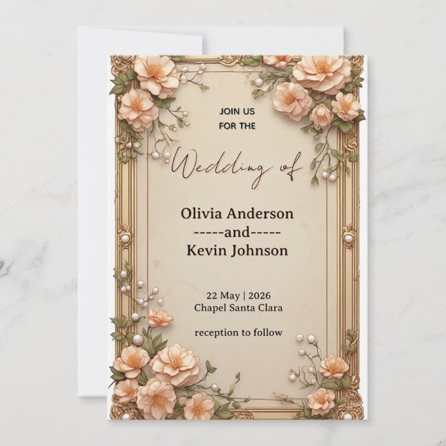 🌿 Elegant Garden Wedding Detail Layout 🌿 Invitation (Front)