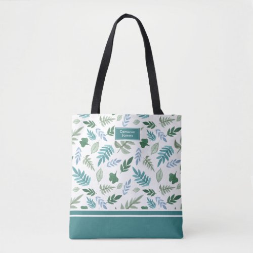 Elegant Garden Whimsy Greenery Monogram Tote Bag