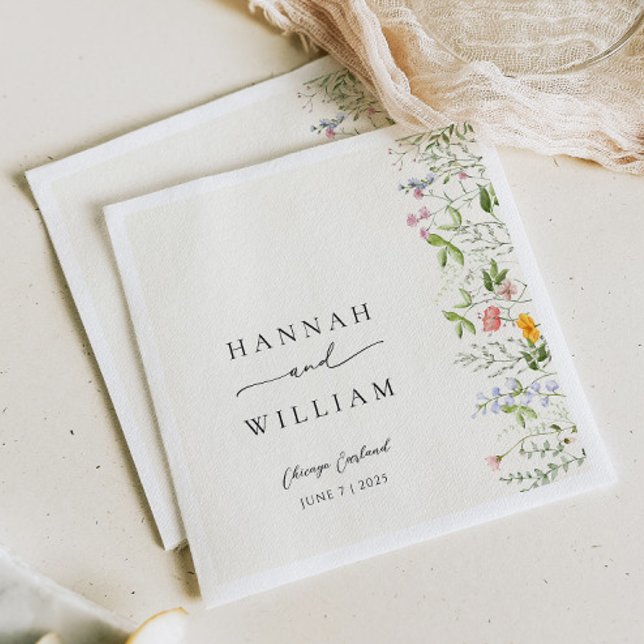 Elegant Garden Wildflower Wedding Napkins (Creator Uploaded)