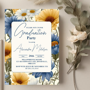 elegant garden wildflowers meadow graduation invitation