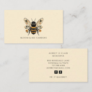 Elegant Gardener Botanical Bee Business Card