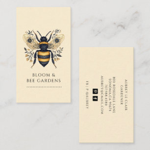 Elegant Gardener Botanical Bee Business Card