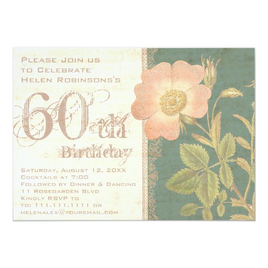 Elegant Gardener's 60th Birthday Vintage Rose Card | Zazzle