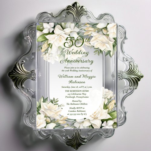Elegant Gardenia Floral 50th Wedding Anniversary