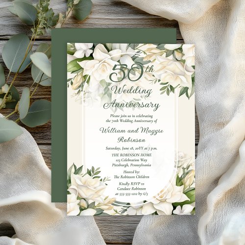 Elegant Gardenia Floral 50th Wedding Anniversary
