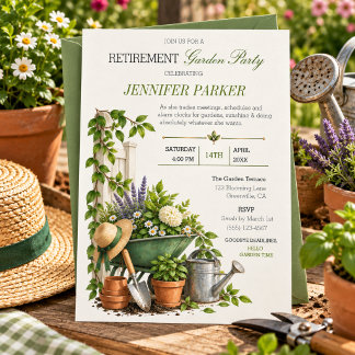 Elegant Gardening Retirement Garden Party Invitation