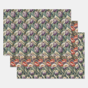 ELEGANT GARDENS, Tulips and Poppies Wrapping Paper Sheets