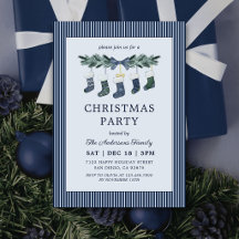 Elegant Garland Dark Blue Striped Christmas Party
