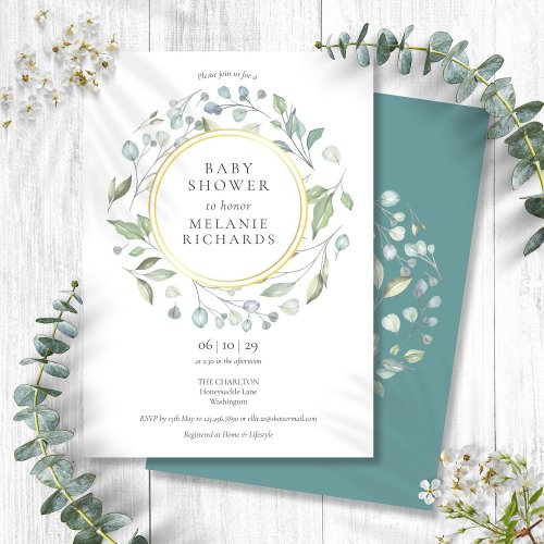 Elegant Garland Greenery Baby Shower Invitation