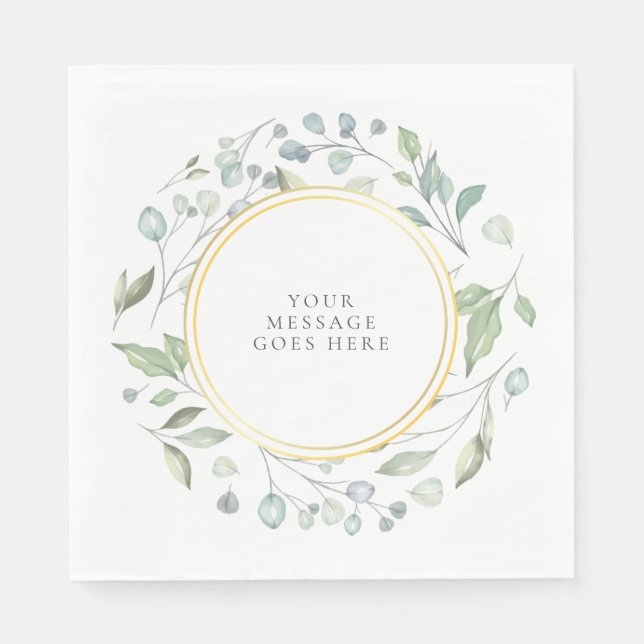 Elegant Garland Greenery Message Napkins (Front)