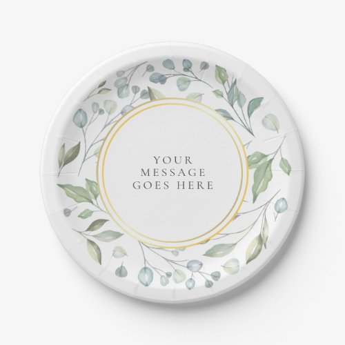 Elegant Garland Greenery Message Paper Plates