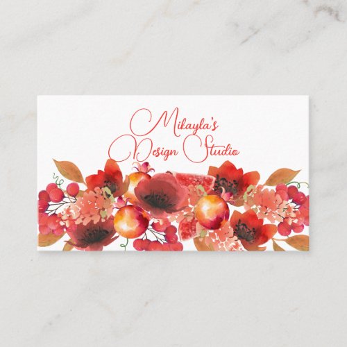 Elegant Garland of Fruits and Flowers Business Card