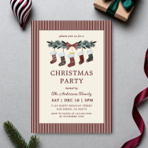 Elegant Garland Red Striped Christmas Party
