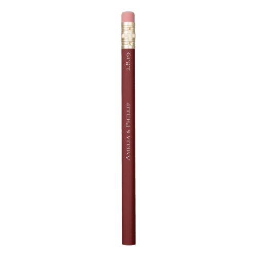 Elegant Garnet Red and White Wedding Favor Pencil