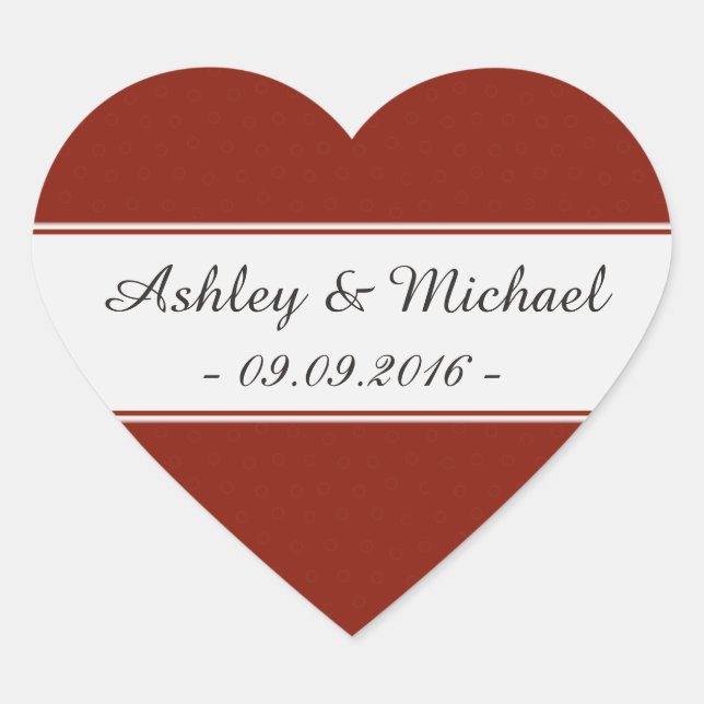 Elegant Garnet Red Save the Date Heart Sticker (Front)