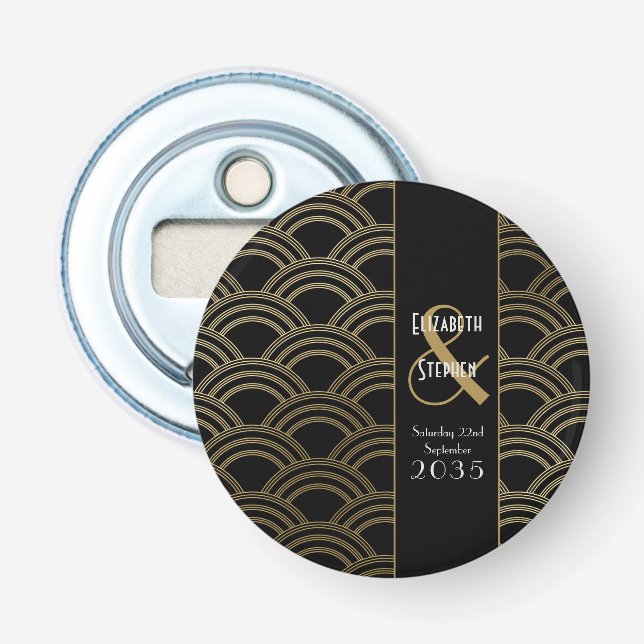 Elegant Gatsby Art Deco 1920's Gold Wedding   Bottle Opener (Front)