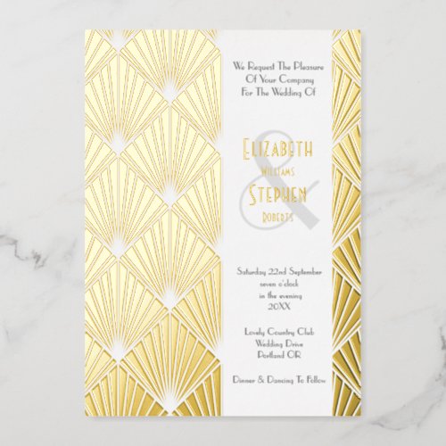 Elegant Gatsby Art Deco 1920s Gold Wedding Foil I Foil Invitation