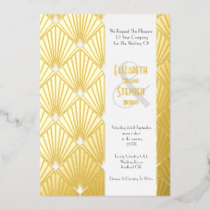 Elegant Gatsby Art Deco 1920's Gold Wedding Foil I Invitation