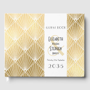 Elegant Gatsby Art Deco 1920's Gold Wedding  Guest Book