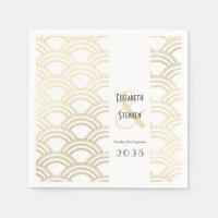 Elegant Gatsby Art Deco 1920's Gold Wedding   Napk