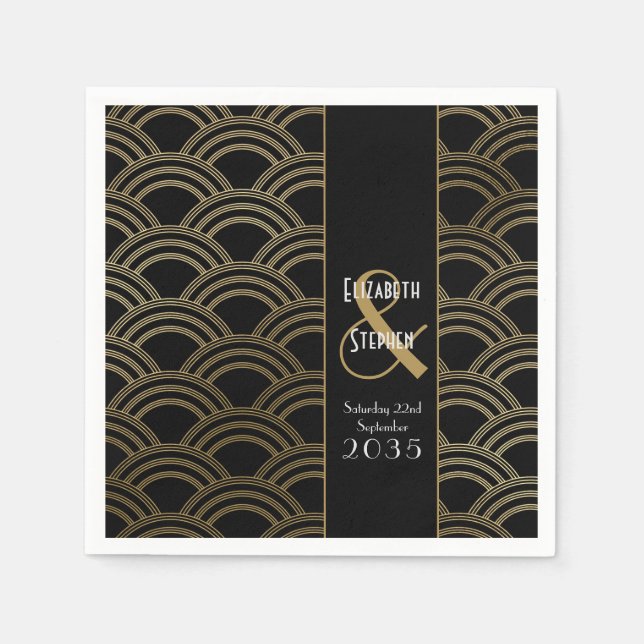 Elegant Gatsby Art Deco 1920's Gold Wedding   Napkins (Front)