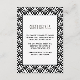 Elegant Gatsby Art Deco Black and White Guest Info Enclosure Card