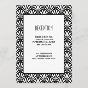 Elegant Gatsby Art Deco Black and White Wedding Invitation