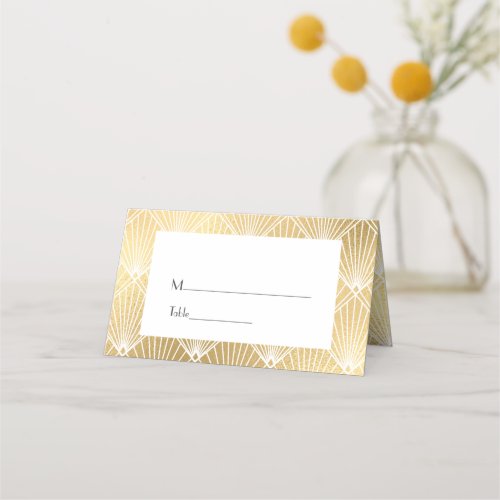 Elegant Gatsby Art Deco Gold Wedding Place Card