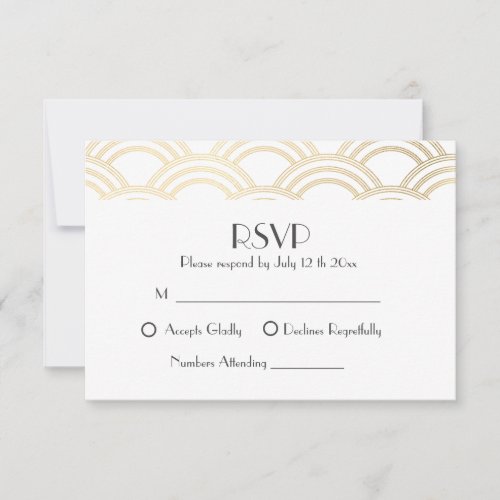 Elegant Gatsby Art Deco Gold Wedding RSVP