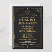 Elegant Gatsby Art Deco Roaring 20s Black Gold Invitation (Front)