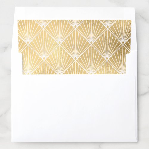 Elegant Gatsby Art Deco White & Gold Wedding  Envelope Liner