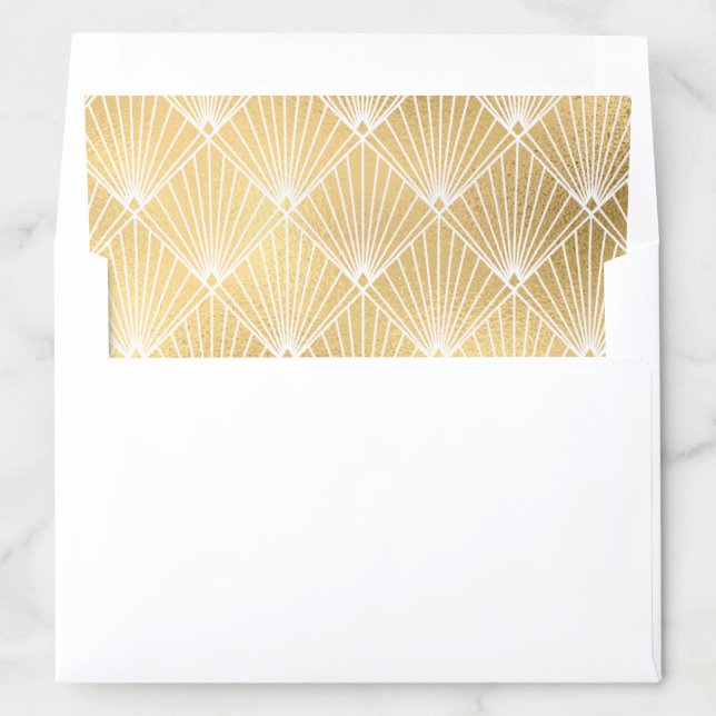 Elegant Gatsby Art Deco White & Gold Wedding  Envelope Liner (In Envelope)