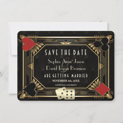 Elegant Gatsby Casino Royale Vegas Poker Wedding Save The Date