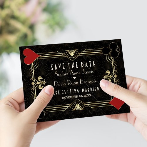 Elegant Gatsby Casino Royale Vegas Poker Wedding Save The Date