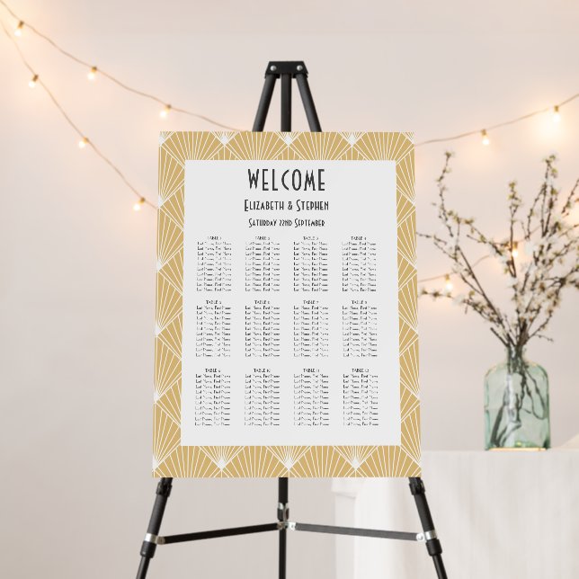 Elegant Gatsby Deco 1920's Wedding Seating Chart  Foam Board (In Situ (Stand))