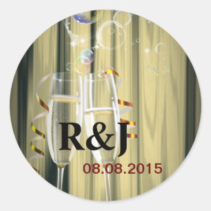 elegant gatsby roaring twenties Champagne glasses Classic Round Sticker