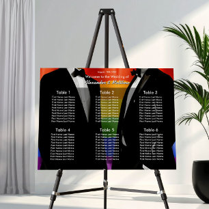 Elegant Gay Men Wedding Rainbow Seating Chart Foam Board