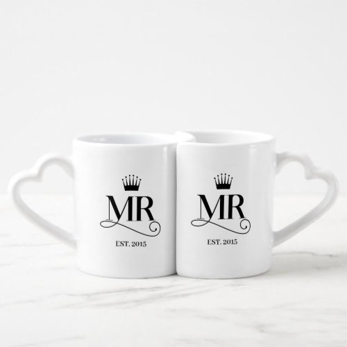 Elegant Gay Mr  Mr Crown Year Established Coffee Mug Set