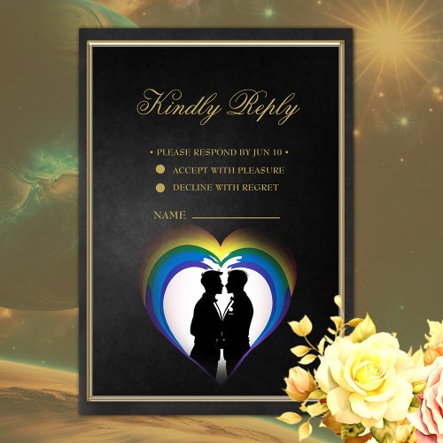 Elegant gay silhouettes RSVP card