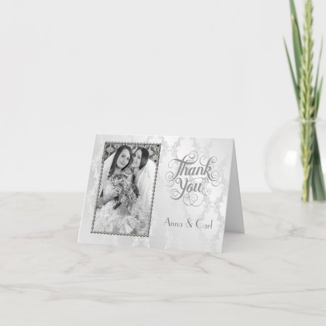 Elegant Gay Silver Wedding Thank You Card (Front)