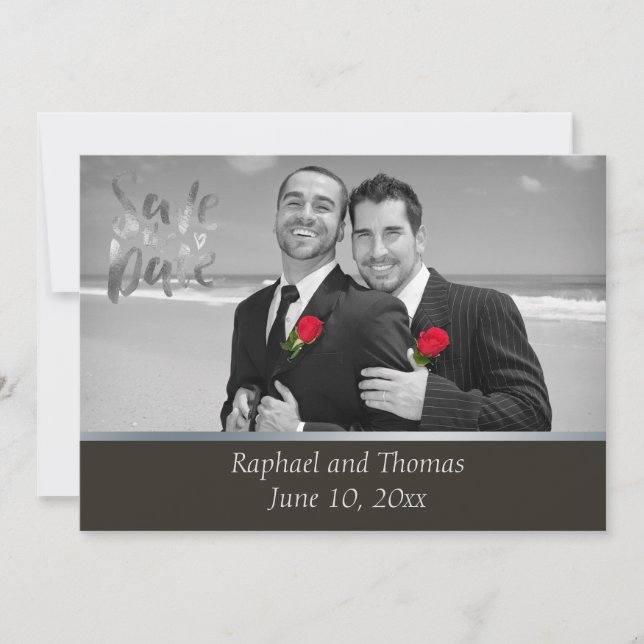 Elegant Gay Tuxedo Save the Date (Front)