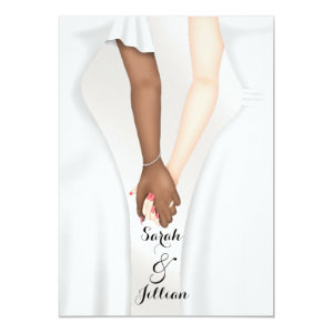 Elegant Gay Wedding Bride Holding Hands Ethnic Card