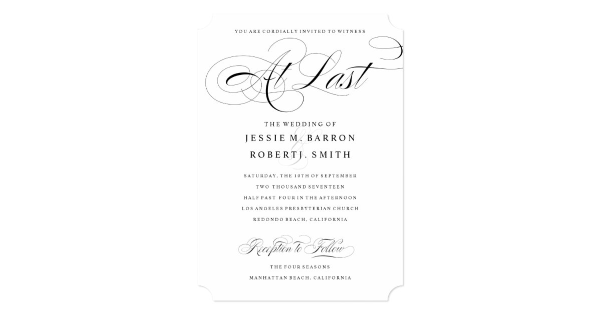 Elegant Gay Wedding Invitation At Last Calligraphy | Zazzle.com