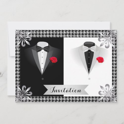 Elegant Gay Wedding Invitation with Tuxedos