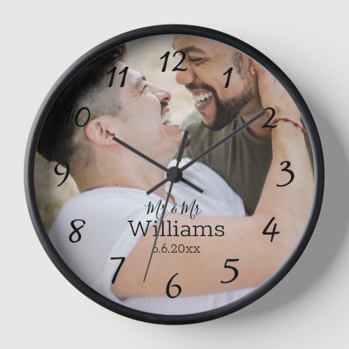 elegant  gay wedding photo  clock