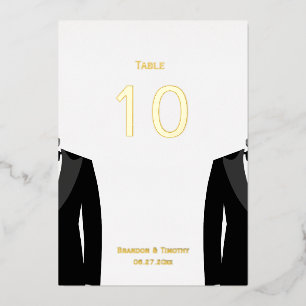 Elegant Gay Wedding Real Gold Foil Table Numbers