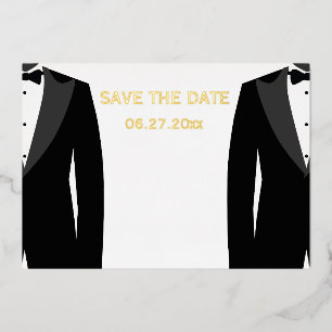 Elegant Gay Wedding Save The Date Real Gold Foil Foil Invitation