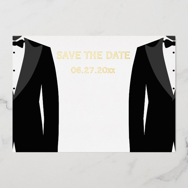 Elegant Gay Wedding Save The Date Real Gold Foil Foil Invitation (Front)