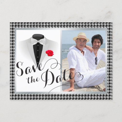 Elegant Gay Wedding Save the date with Photo Announcement Postcard