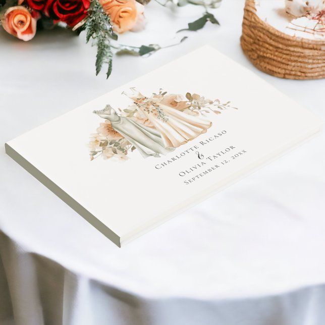 Elegant Gay Wedding Two Brides in Dresses Guest Book (Elegant Gay Wedding Two Brides in Dresses Guest Books from Ricaso)